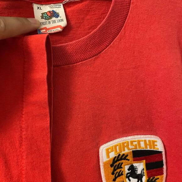 Vintage 90s Porsche with Patch Embroidered Single Stitch Shirt Adult Large - Picture 2 of 3